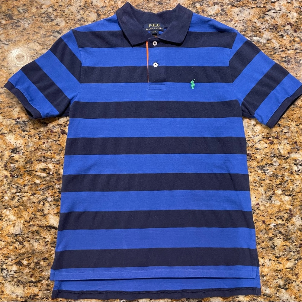 Boys Large (14-16) Polo Ralph Lauren Button Short Sleeve Shirt Navy and Blue
